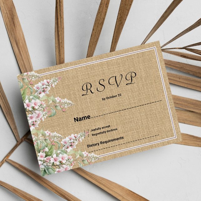 Botanical rustic ivory pink mint floral RSVP Invitation (Botanical rustic ivory pink mint floral RSVP)