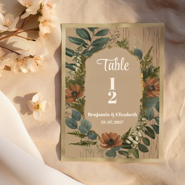 Botanical rustic woodland floral Table Numbers (Botanical rustic woodland floral Table Numbers)