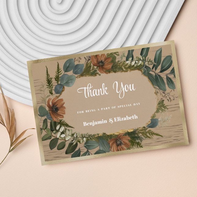 Botanical rustic woodland floral Thank You Invitation (Botanical rustic woodland floral Thank You )