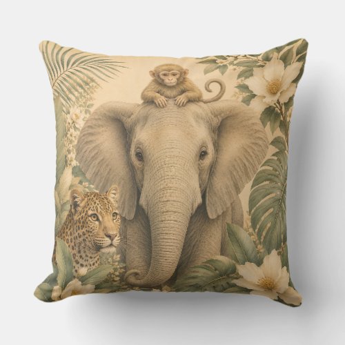 Botanical Safari Elephant Pillow