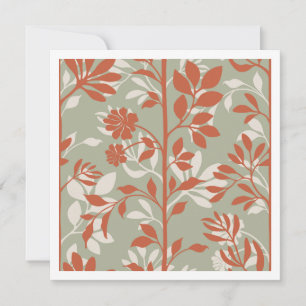 Botanical Sage Coral Poetic Floral Art Note Card