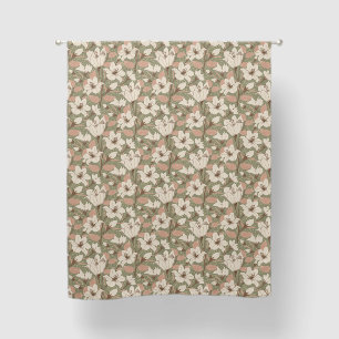 Botanical Sage Green Beige Lily Floral Pattern Blackout Curtains