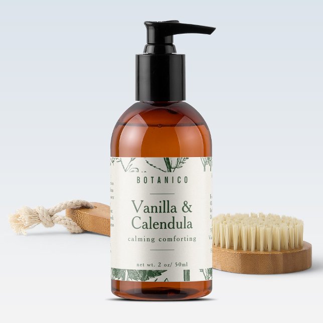 Botanical Sage Green Floral Ingredients Product Label (Creator Uploaded)