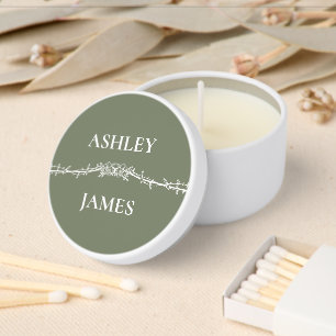 Botanical Sage Green Floral Wedding Mini Candle Favors