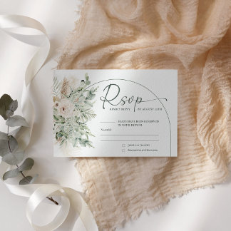 Botanical Sage Green Floral Wedding RSVP Card