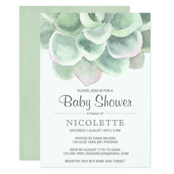 succulent baby shower invitations