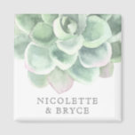 Botanical Sage Green Succulent Wedding Favor Magnet<br><div class="desc">Botanical wedding favor magnet with a large pastel green succulent at the top and your names in a soft gray font. These magnets make for a great favor for your wedding guests. It's something personal as well as something they will likely find useful as they use it to hang items...</div>