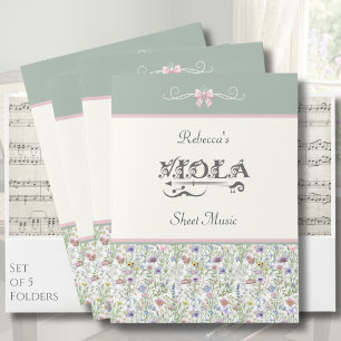Botanical Sage Green Viola Sheet Music Folders