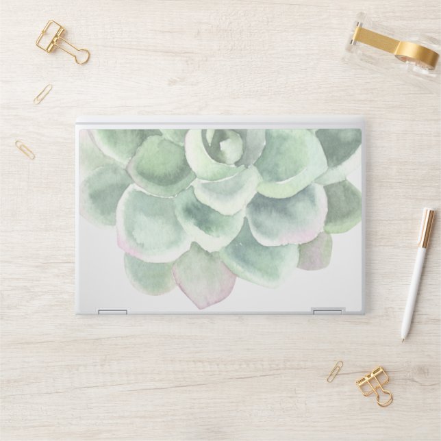 Botanical Sage Green Watercolor Succulent HP Laptop Skin (Desk)