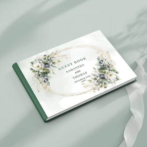 Botanical Sage Green Watercolor Wedding Guest Book