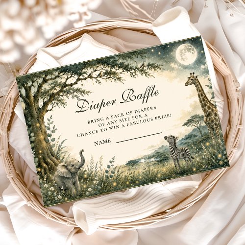 Botanical Sage Safari Girl Diaper Raffle Enclosure Card