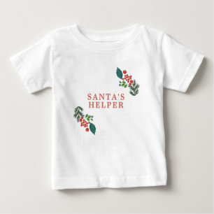 Botanical Santa's Helper Holiday Christmas Baby T-Shirt
