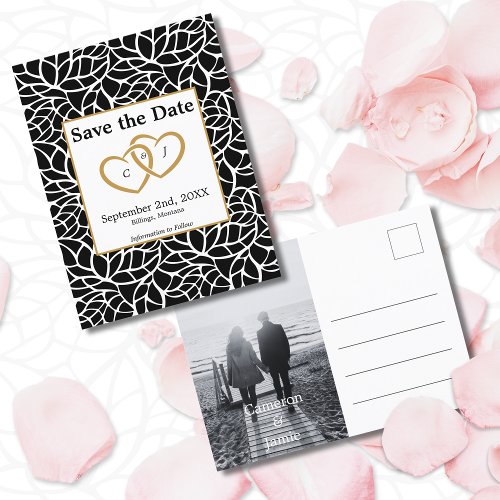 Botanical Save the Date Black White Wedding Theme Postcard