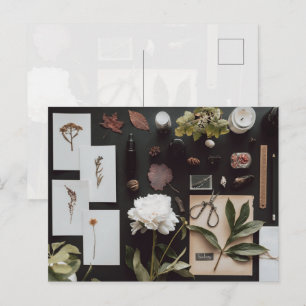 Botanical Science Flat Lay Academia Postcard
