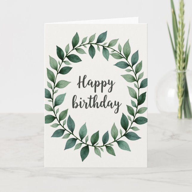 Botanical Script Birthday Card (Front)
