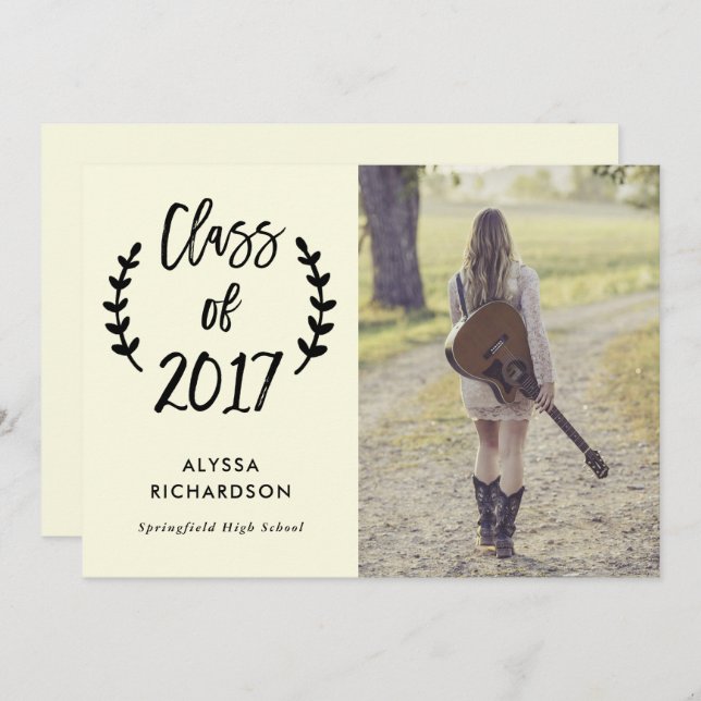 Botanical Script | Photo Graduation Party Invite (Front/Back)