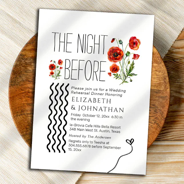 Botanical Script The Night Before Invitation | Zazzle