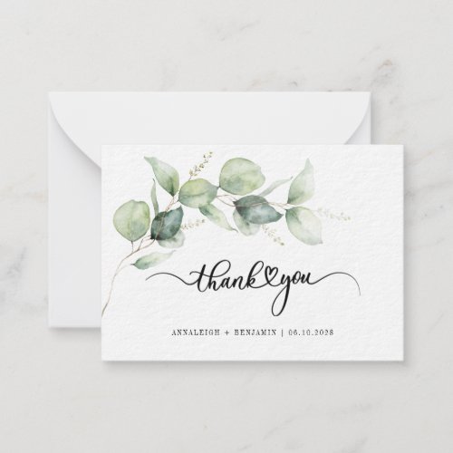 Botanical Script Typography Wedding Thank You Note Card