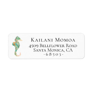 Botanical Seahorse Return Address Label