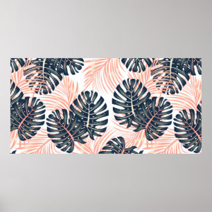 Botanical seamless tropical pattern with bright pl poster
