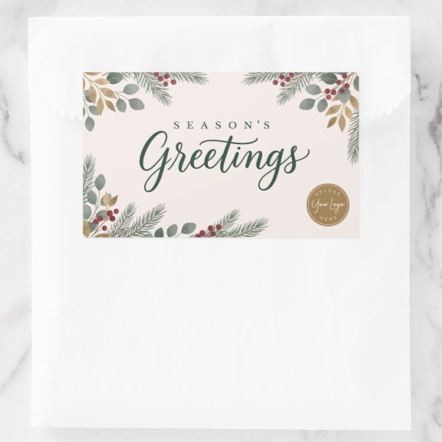 Botanical Season’s Greetings Corporate Rectangular Sticker (Bag)