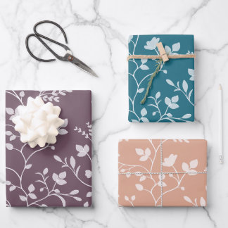 Botanical Serenade Minimalist White Floral Gift Wrapping Paper Sheets