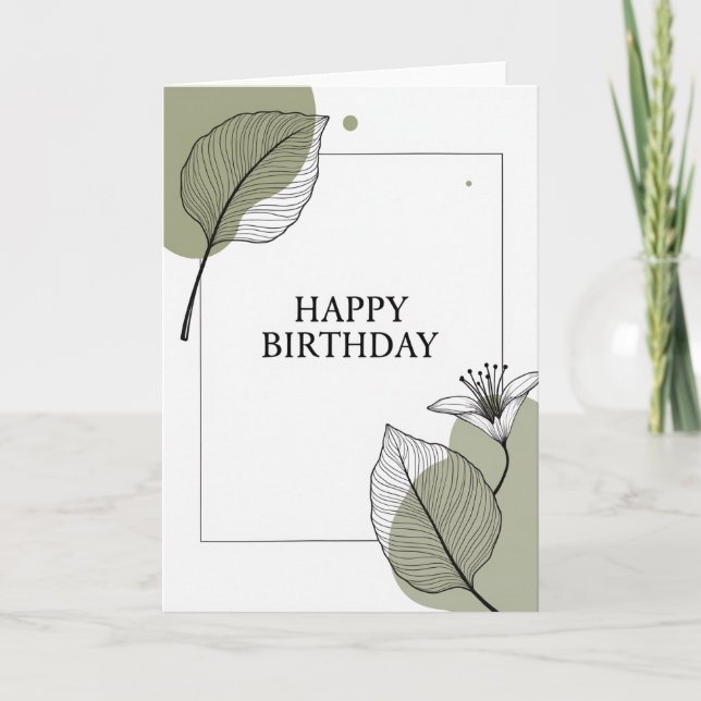Botanical Serif Birthday Card (Front)