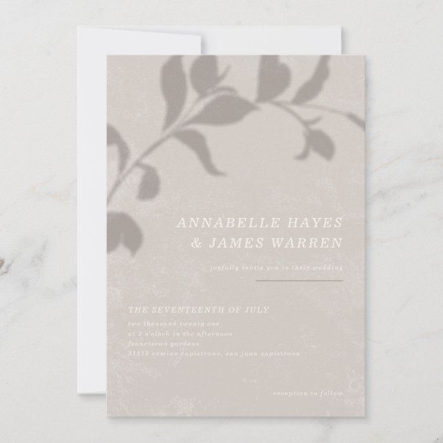 Botanical Shadow Wedding Invitation - Gray (Front)