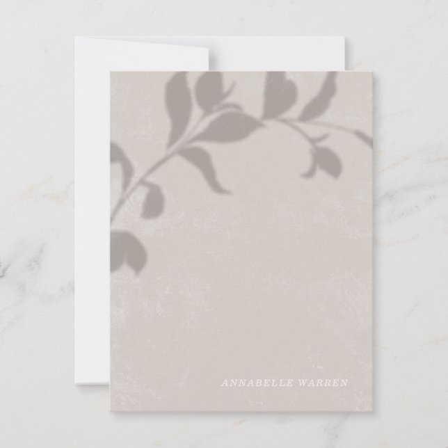 Botanical Shadow Women's Stationery - Gray Note Card (Front)