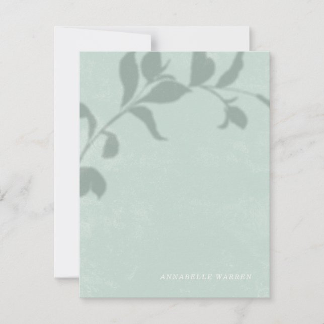 Botanical Shadow Women's Stationery - Green Note Card (Front)
