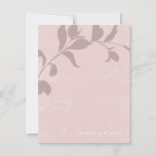 Botanical Shadow Women's Stationery - Pink Note Card (Front)