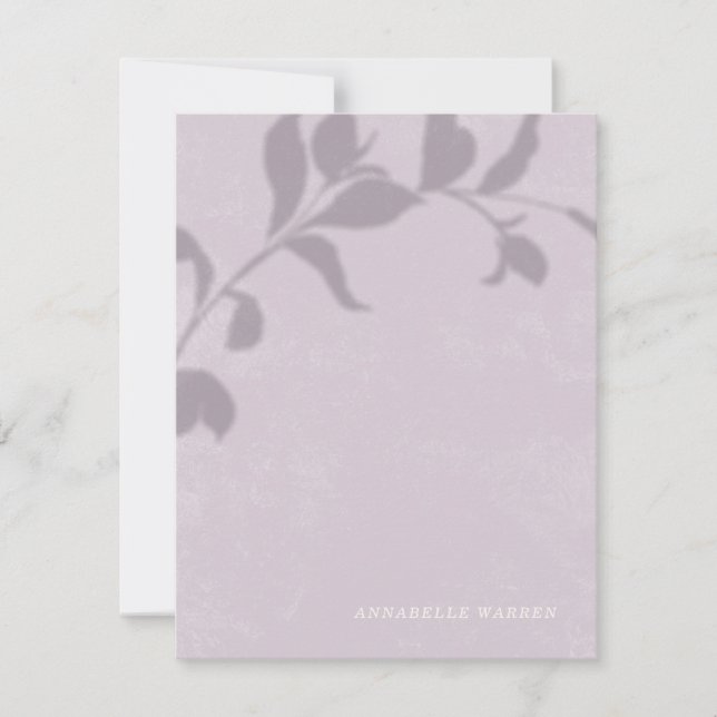 Botanical Shadow Women's Stationery - Purple Note Card (Front)