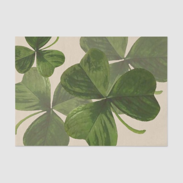 Botanical Shamrock Photos on Custom Color Tissue Paper (Front)