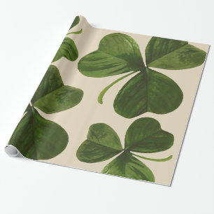 Botanical Shamrocks Photo on Custom Color Wrapping Paper