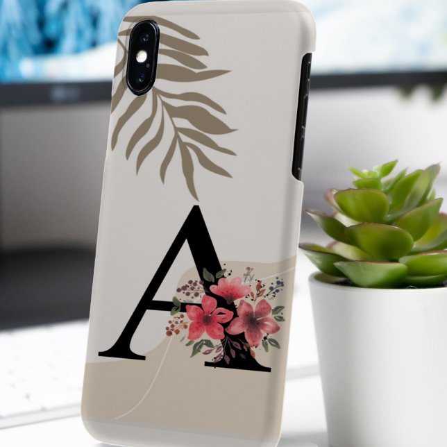 Botanical Shape Boho Retro With Name 1st Capital A Case-Mate iPhone Case (Creator Uploaded)