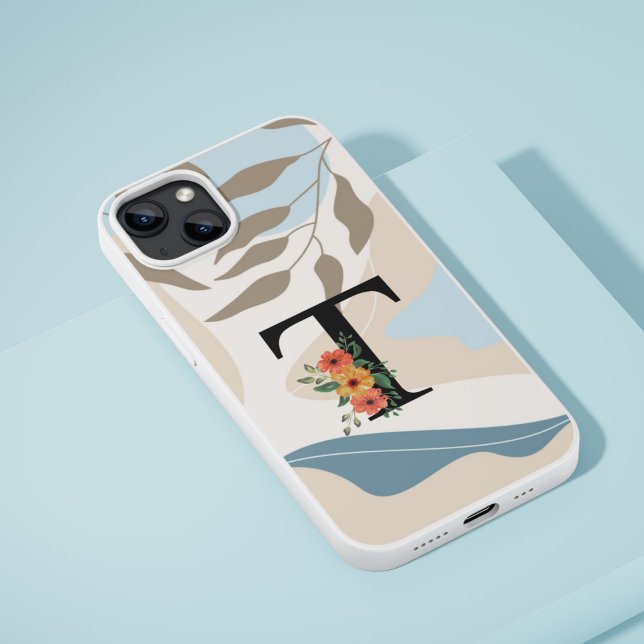 Botanical Shape Boho Retro With Name 1st Capital T Otterbox iPhone Case (Creator Uploaded)