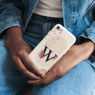 Botanical Shape Boho Retro With Name 1st Capital W iPhone 16 Case