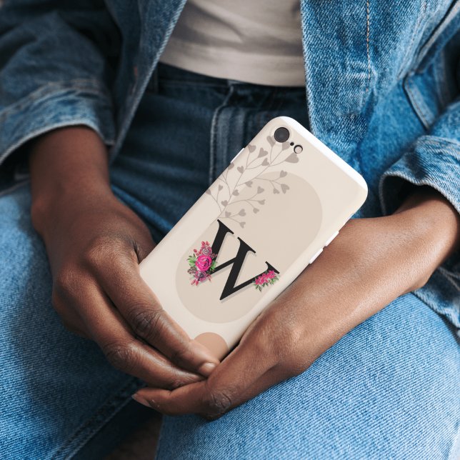 Botanical Shape Boho Retro With Name 1st Capital W Case-Mate iPhone Case (Creator Uploaded)