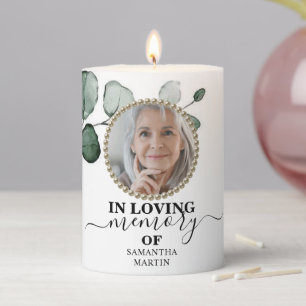 Botanical Simple In loving Memory Pillar Candle
