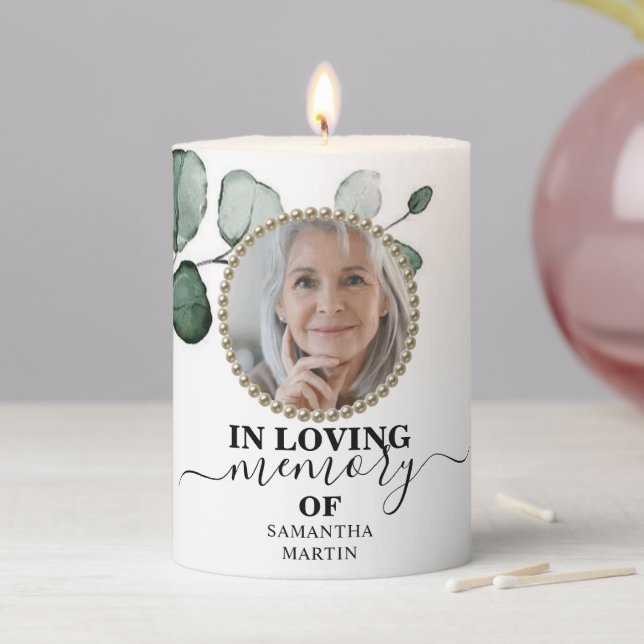 Botanical Simple In loving Memory Pillar Candle (In Situ)