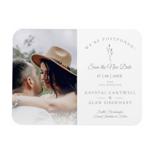 Botanical Simple Postponing Wedding Save New Date Magnet