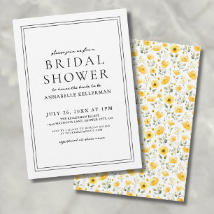 Botanical Simple Yellow Wildflower Bridal Shower Invitation