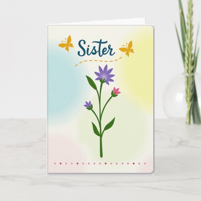 Botanical Sister Day Wish Card (Front)