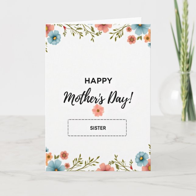 Botanical Sister Mothers Day Card (Front)