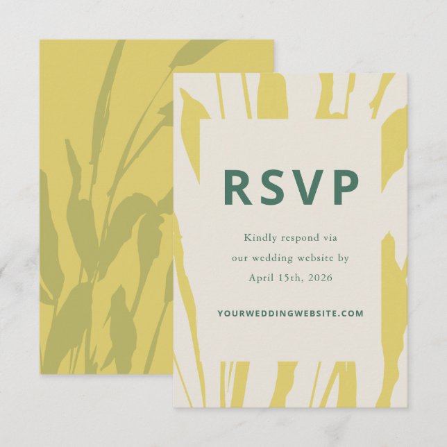 Botanical Sketch Citrus Wedding RSVP Card (Front/Back)