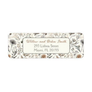 Botanical Sketch Wildflower Boho Return Address Label