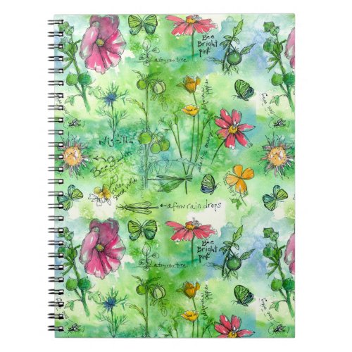 Botanical Sketchbook Butterfly Watercolor Flowers Notebook