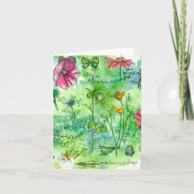 Botanical Sketchbook Watercolor Flowers Thank You (Front)