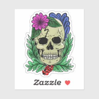 Botanical Skull Sticker
