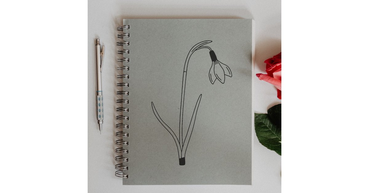 Botanical Snowdrop Line Art Flower Rubber Stamp | Zazzle